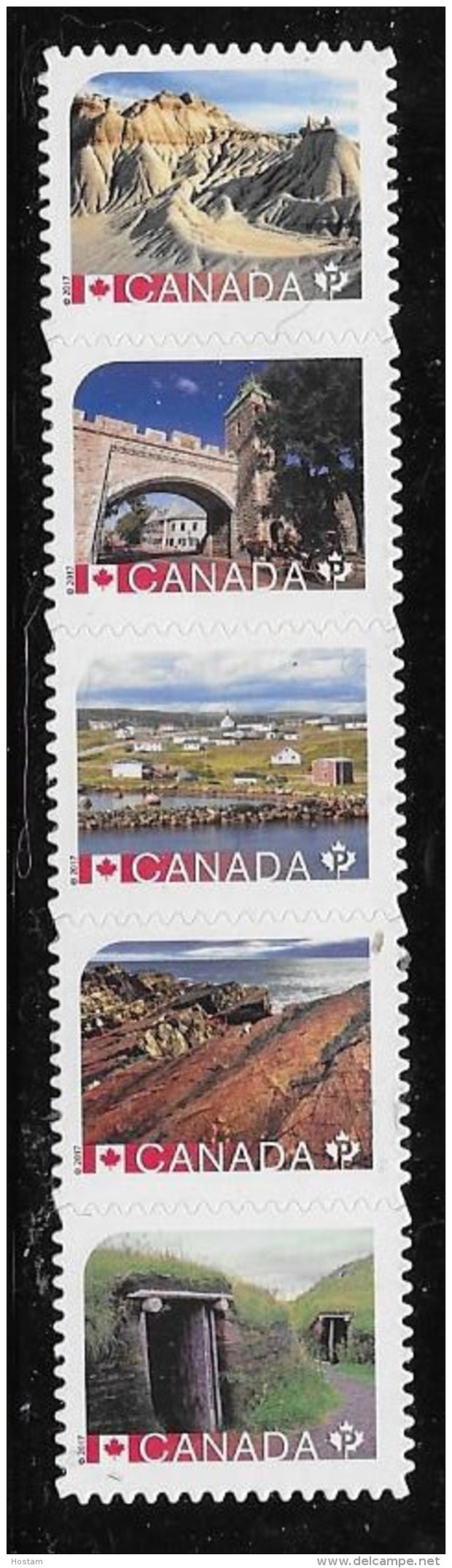 CANADA  2017,  UNESCO STRIP OF 5   DIE CUT FROM QUARTELY PACK , 2968i - Timbres Seuls