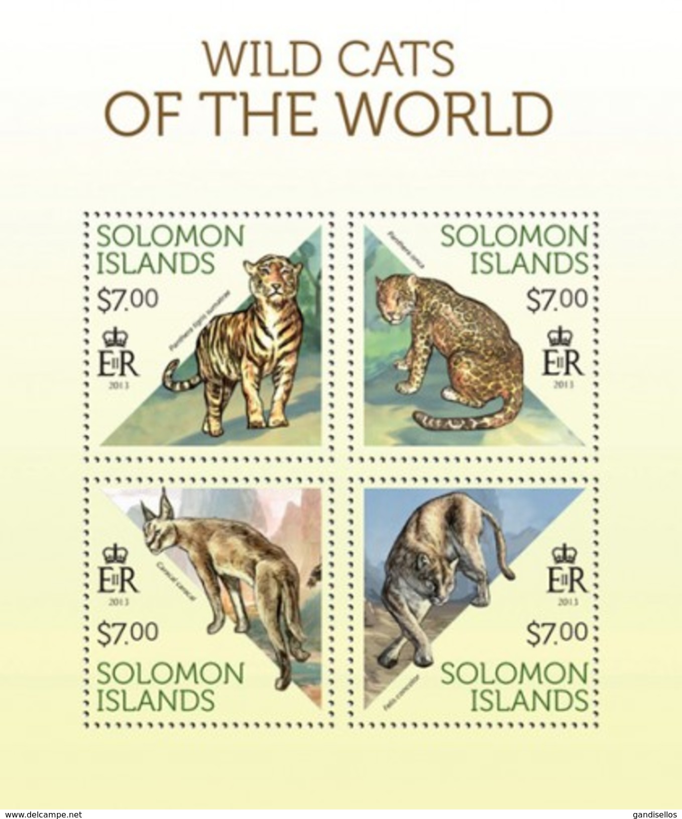 SOLOMON ISLANDS 2013 SHEET WILD CATS FELINS FELINES FELINOS RAUBKATZEN FELINI WILDLIFE Slm13705a - Salomon (Iles 1978-...)