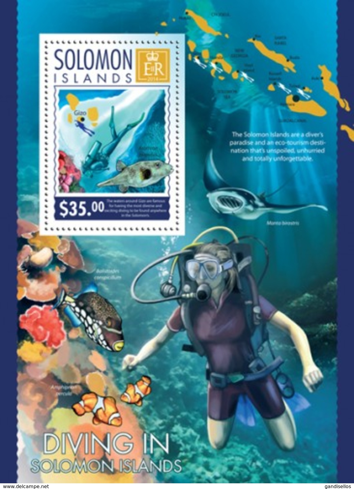 SOLOMON ISLANDS 2014 SHEET DIVING MARINE LIFE Slm14307b - Salomoninseln (Salomonen 1978-...)