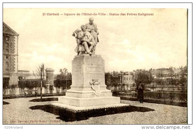 D91 - Corbeil - Square De L' Hôtel De Ville - Statue Des Frères Galignani  - : Achat Immédiat - Corbeil Essonnes