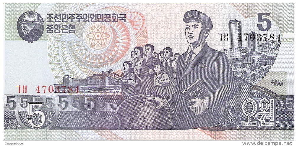 COREE Du NORD   5 Won   1998   P. 40a   UNC - Corée Du Nord