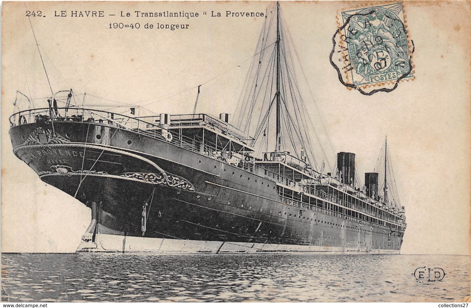 76-LE HAVRE- LE TRANSATLANTIQUE " LA PROVENCE , 190 M 40 , DE LONGEUR - Harbour