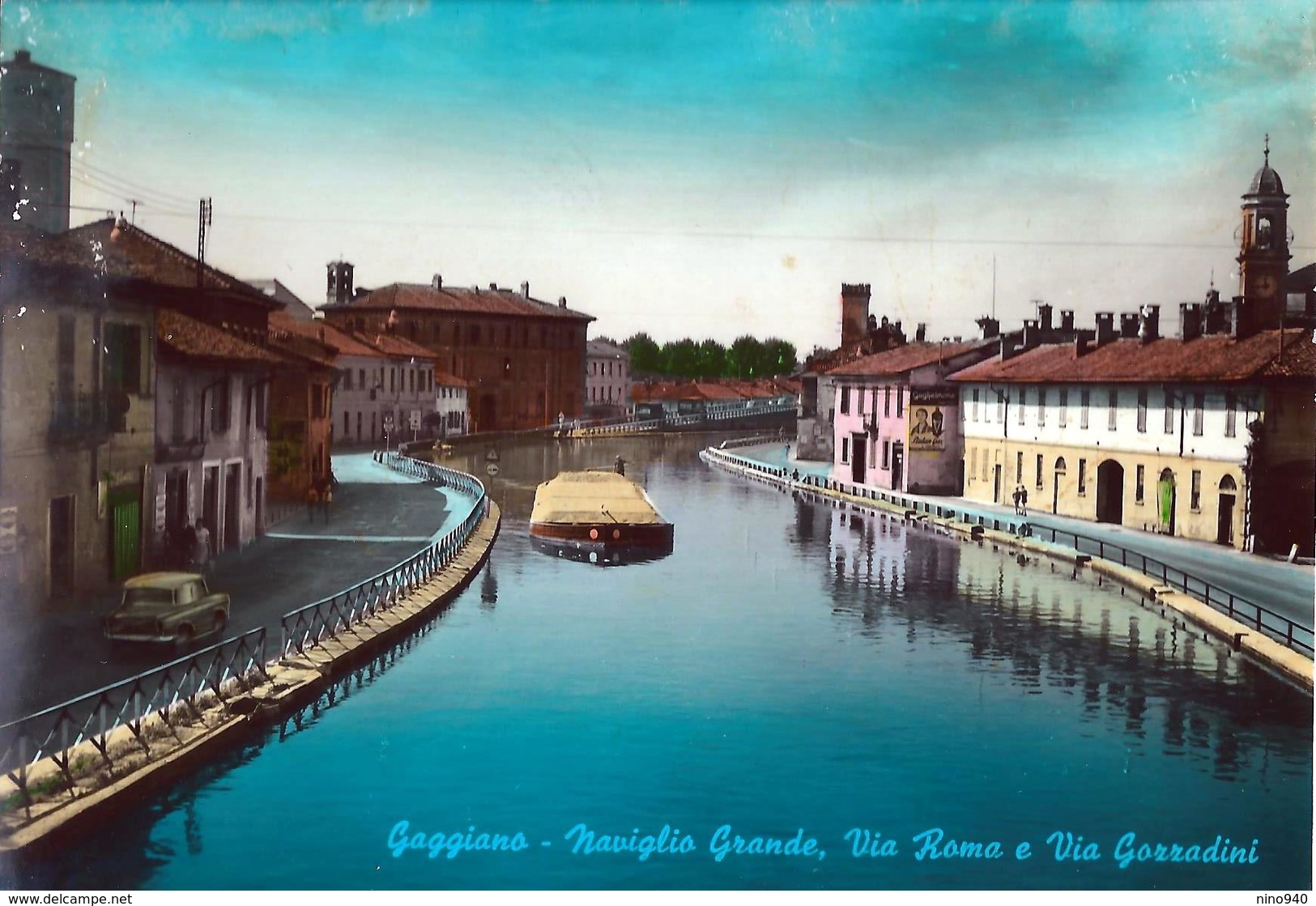 GAGGIANO (MI) - NAVIGLIO GRANDE - VIA ROMA E VIA GOZZADINI - F/G - V: 1961 - SB - Altri & Non Classificati