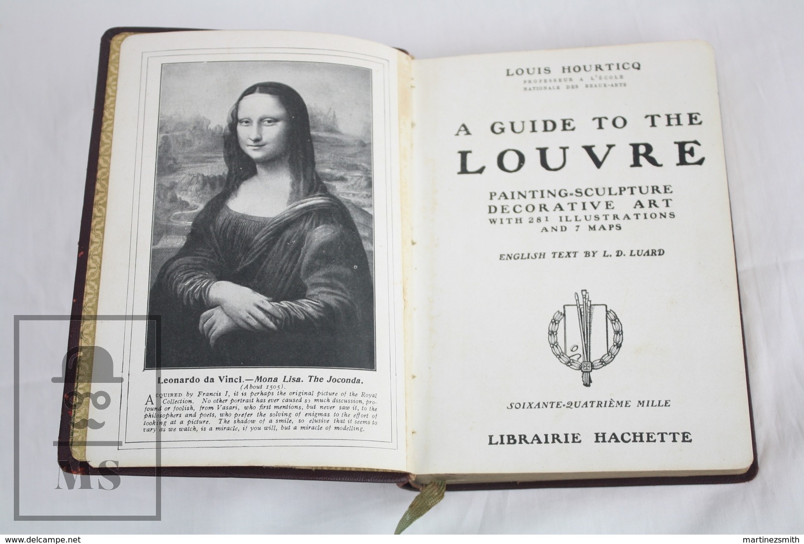 Antique 1923 Leather Covers Guide To The Louvre Museum By Louis Hourticq - Cultural