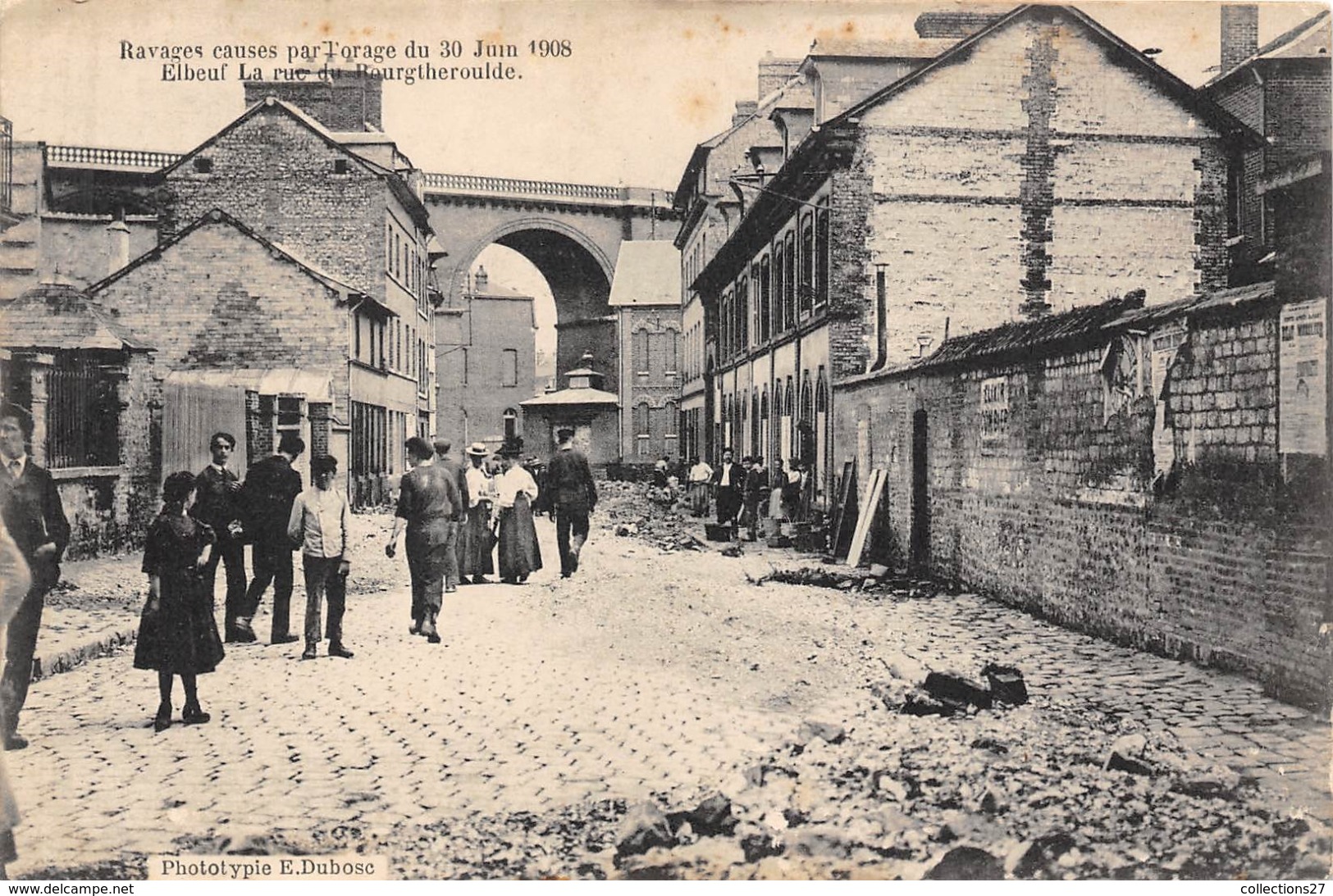76-ELBEUF- RAVAGES CAUSES PAR L'ORAGE JUIN 1908, RUE DU BOURGTHEROULDE - Elbeuf