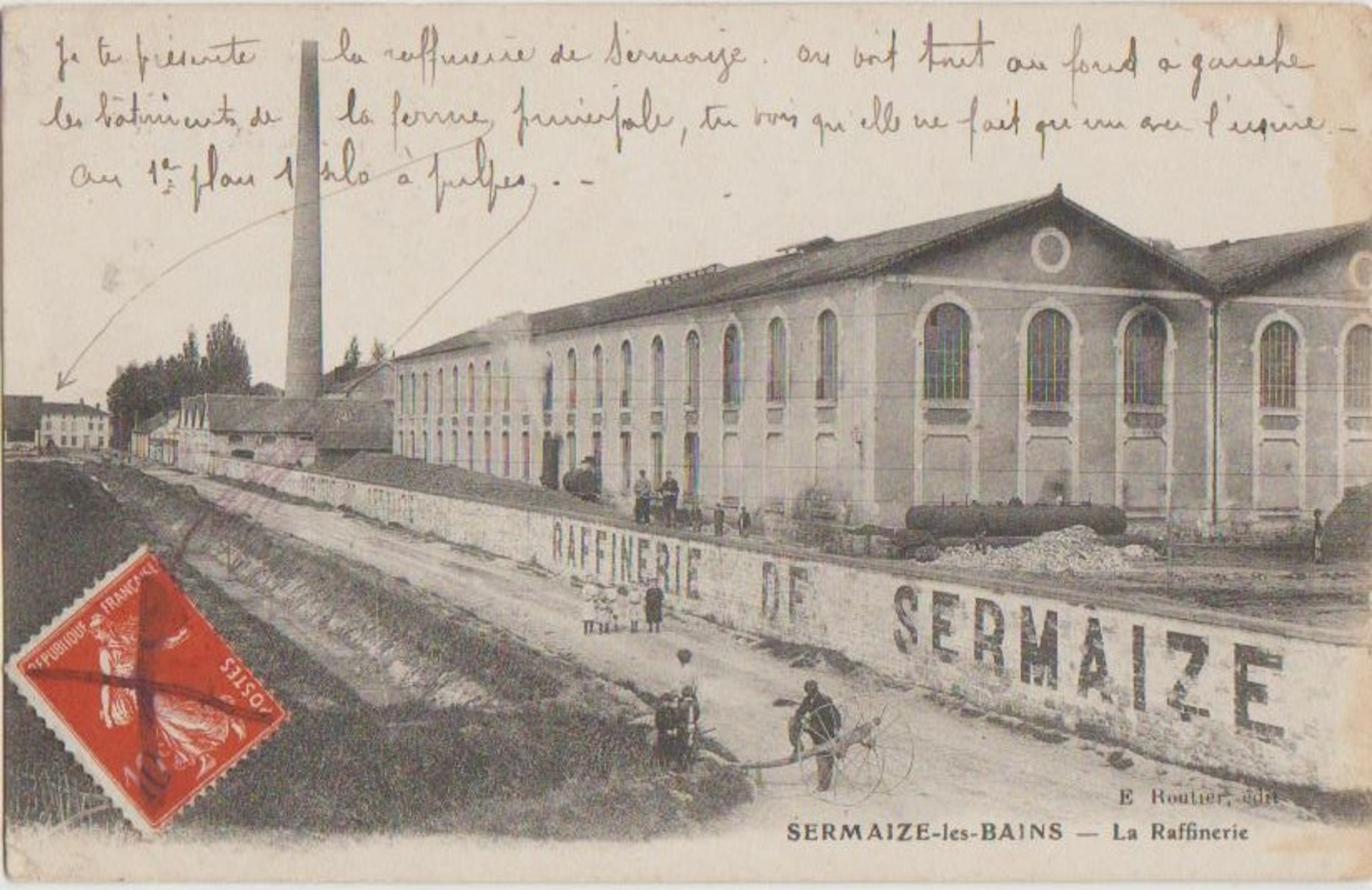 CPA 51 SERMAIZE LES BAINS La Raffinerie Usine Sucre Cheminée 1910 - Sermaize-les-Bains