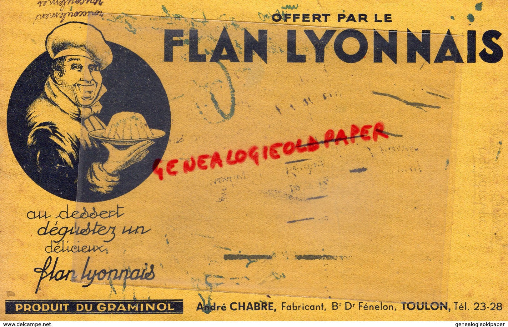 83- TOULON- 69 - LYON - BUVARD FLAN LYONNAIS- ANDRE CHABRE FABRICANT BD DR FENELON- TOULON -PRODUIT DU GRAMINOL - Levensmiddelen