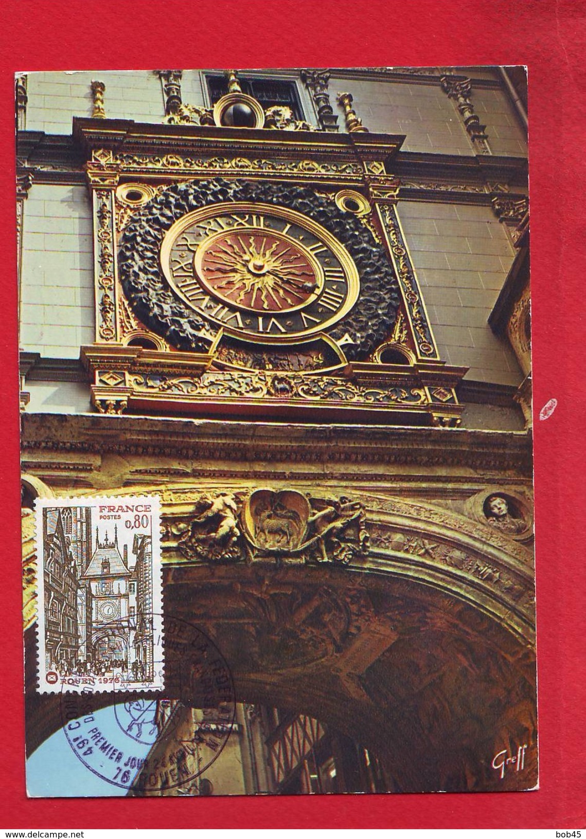 158 - Carte Maximum Rouen Gros Horloge - 1970-1979