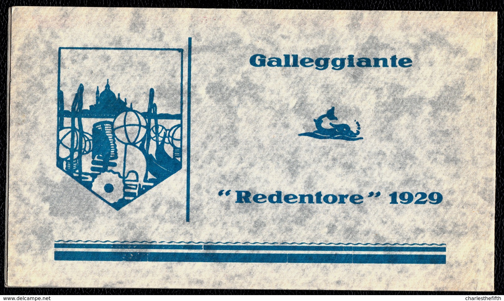 1929  MENU TURISTICA - ART DECO  * GALLEGIANTE - REDENTORE FEAST VENIZIANE1929  * MENU  ART DECO HAND PAINTED VENICE !!! - Publicités