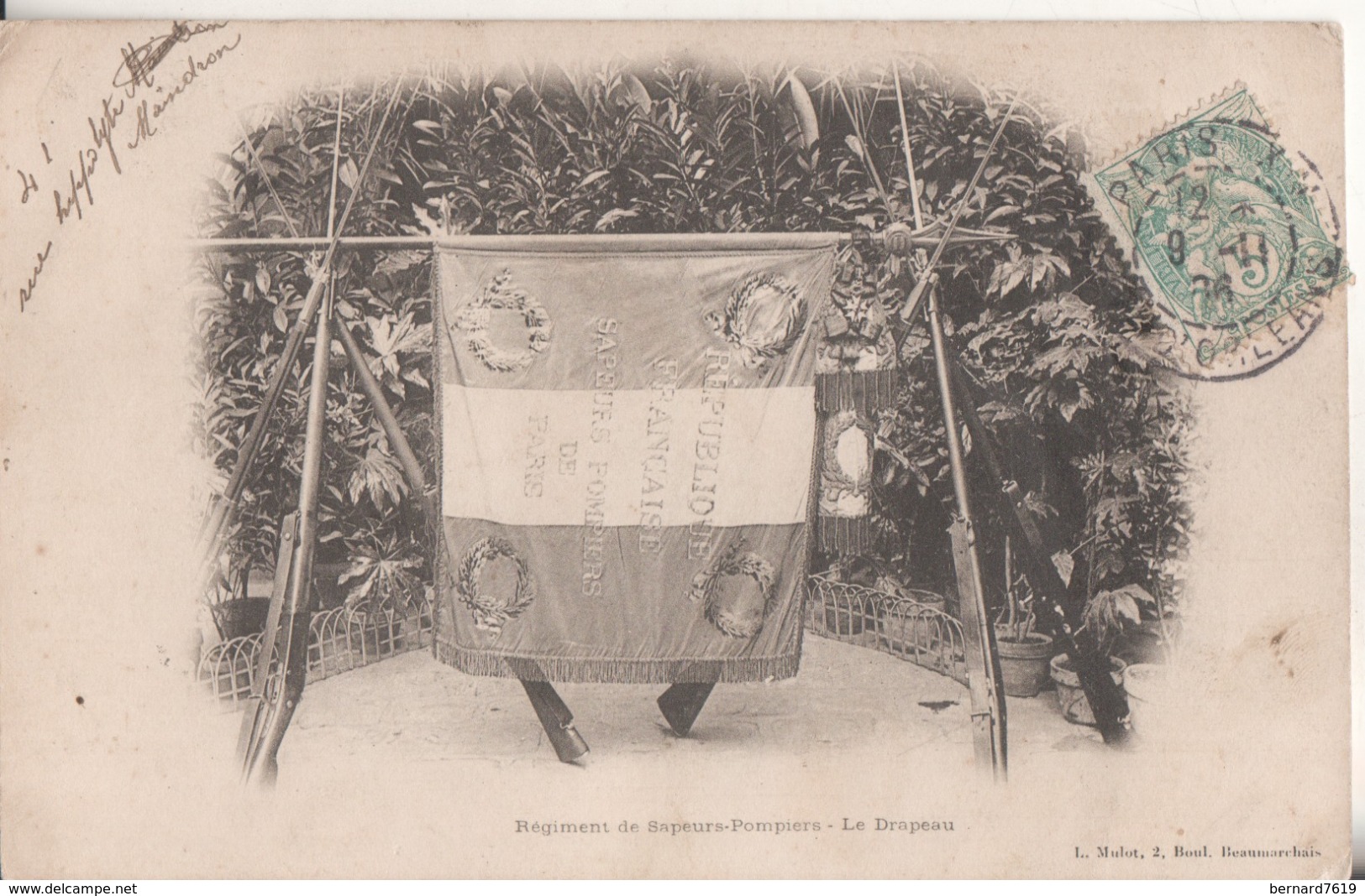 75 Paris  Regiment De Sapeurs Pompiers Le Drapeau - Autres & Non Classés