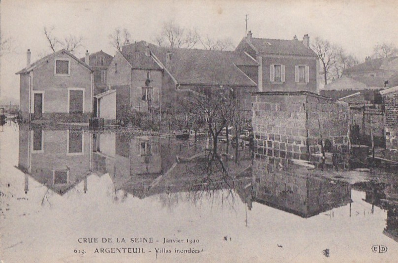 95 ARGENTEUIL  CRUE De La SEINE  Janvier 1910  Les VILLAS Inondées Se Reflètent Dans L' EAU  PUB Dos Bouillon MAGGI - Argenteuil