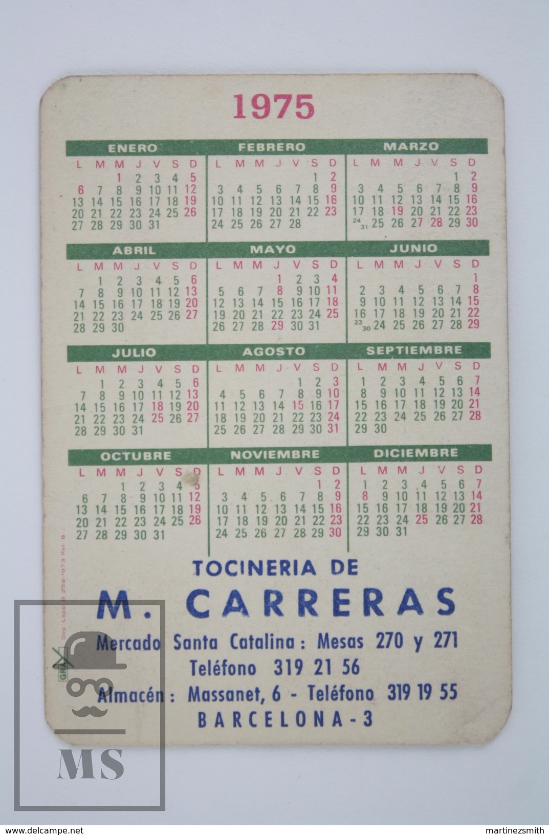 1975 Small/ Pocket Calendar - Sexy Blonde Girl - Tamaño Pequeño : 1961-70