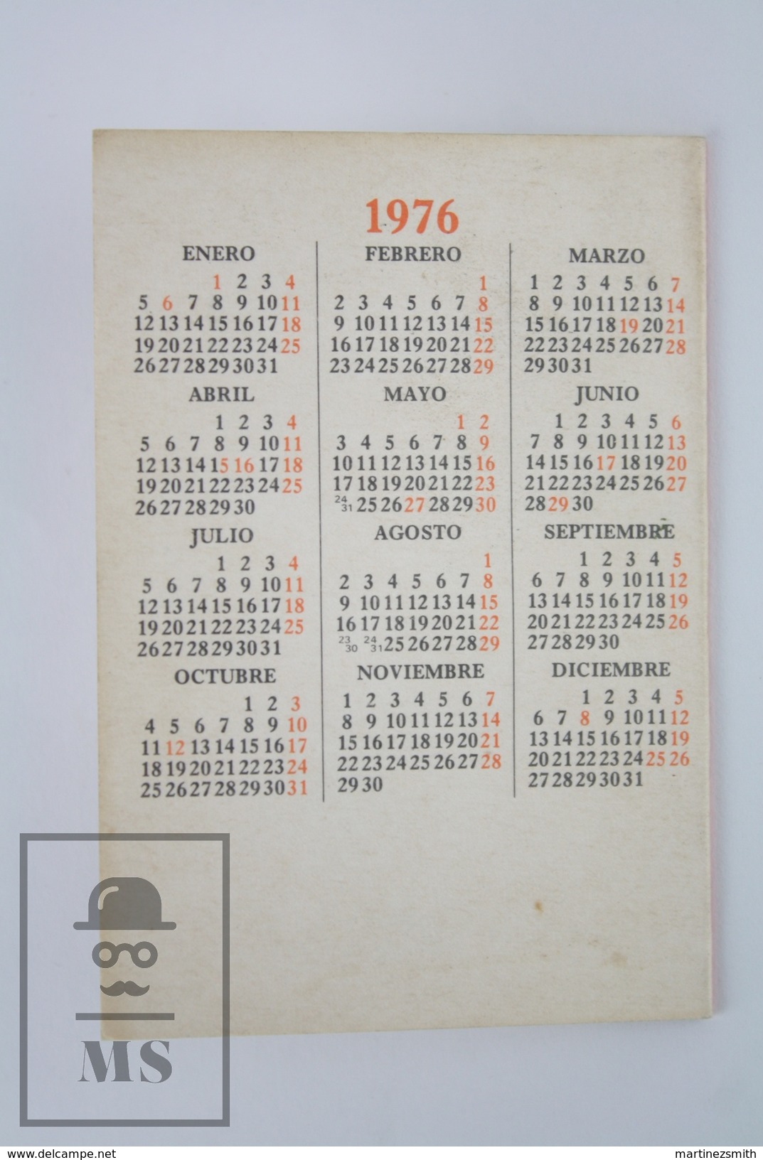 1976 Humour Comic Small Die Cut Pocket Calendar - Happy Cow/ Lady Body - Tamaño Pequeño : 1971-80