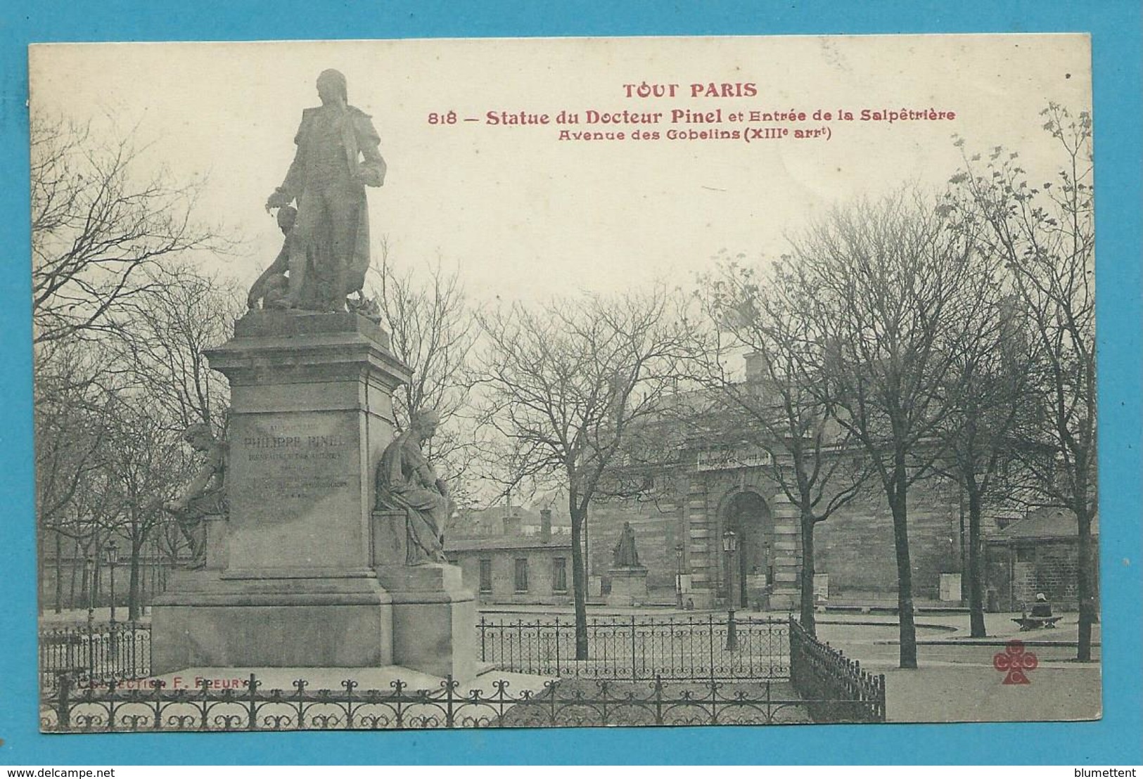 CPA TOUT PARIS 818 - Statue Du Docteur Pinel Et Entrée De La Salpêtrière (XIIIème Arrt.) Edition FLEURY - Paris (13)