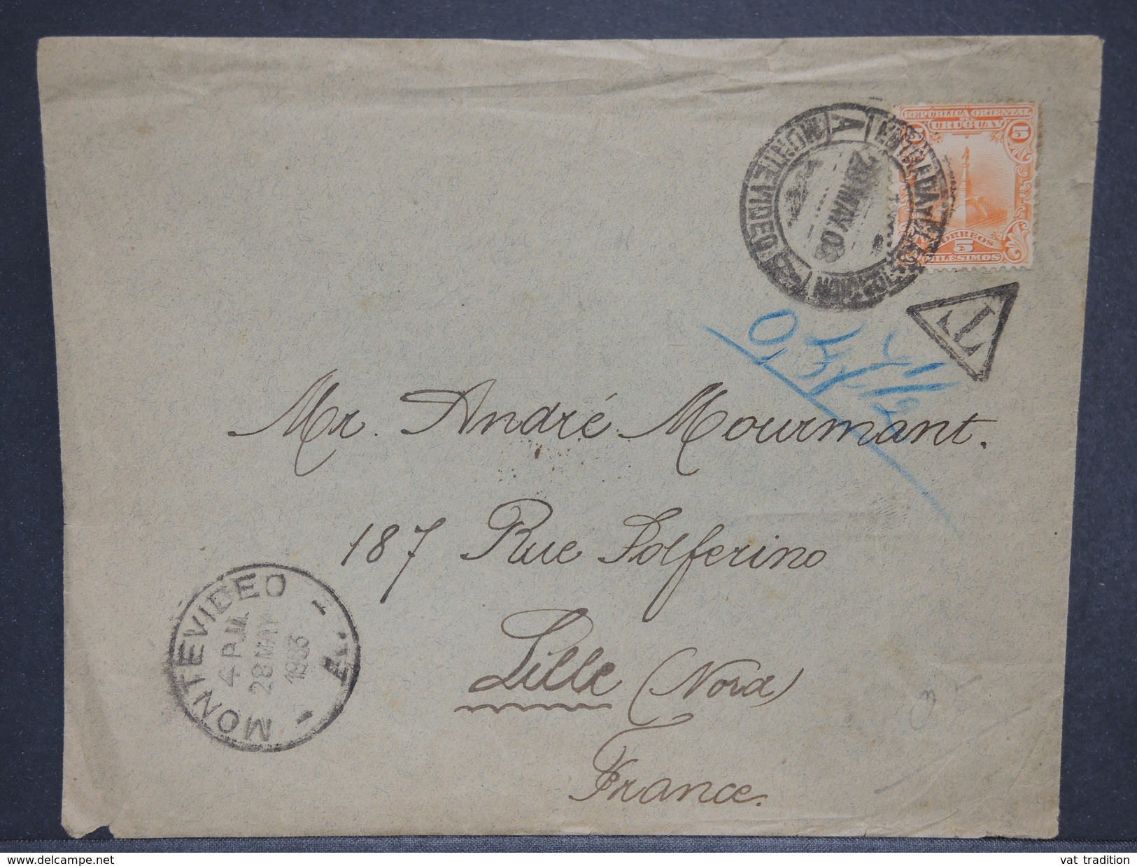 URUGUAY - Enveloppe De Montevideo Pour La France En 1903 , Taxé - L 6988 - Uruguay