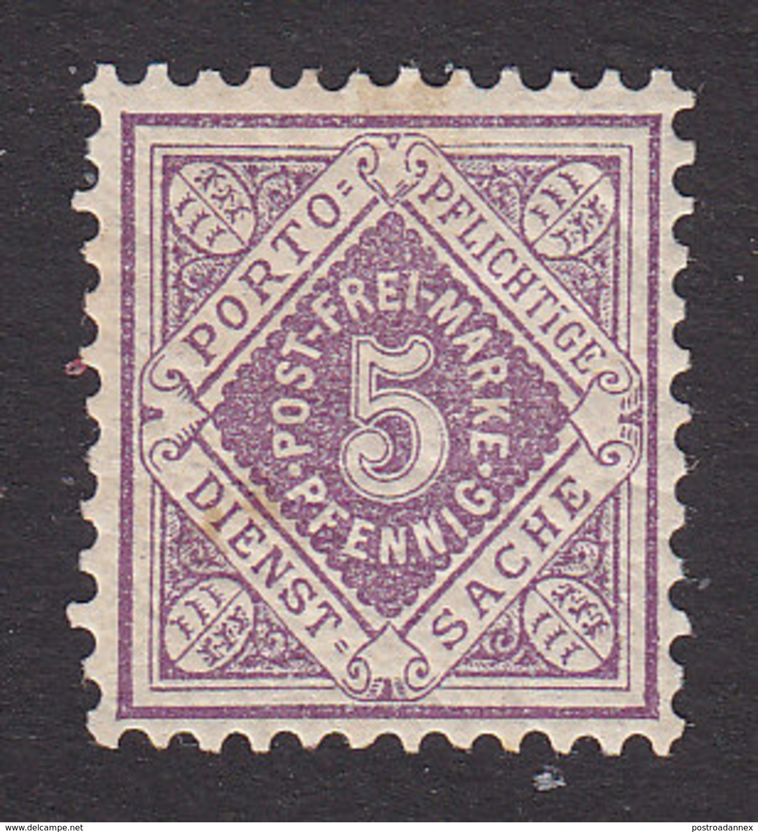 Wurttemberg, Scott #O3, Mint Hinged, Official Stamp, Issued 1875 - Other & Unclassified