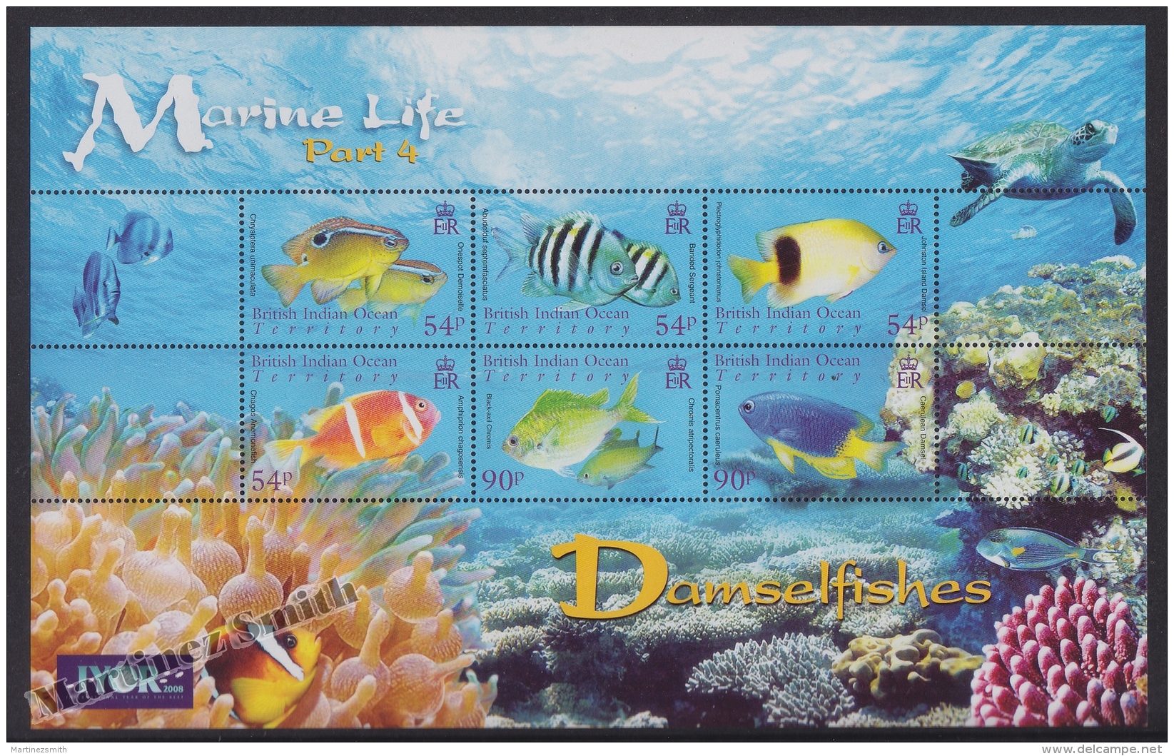 British Indian Ocean 2008 Yvert 388-93, Sea Fauna. Piscis - MNH - Territorio Británico Del Océano Índico