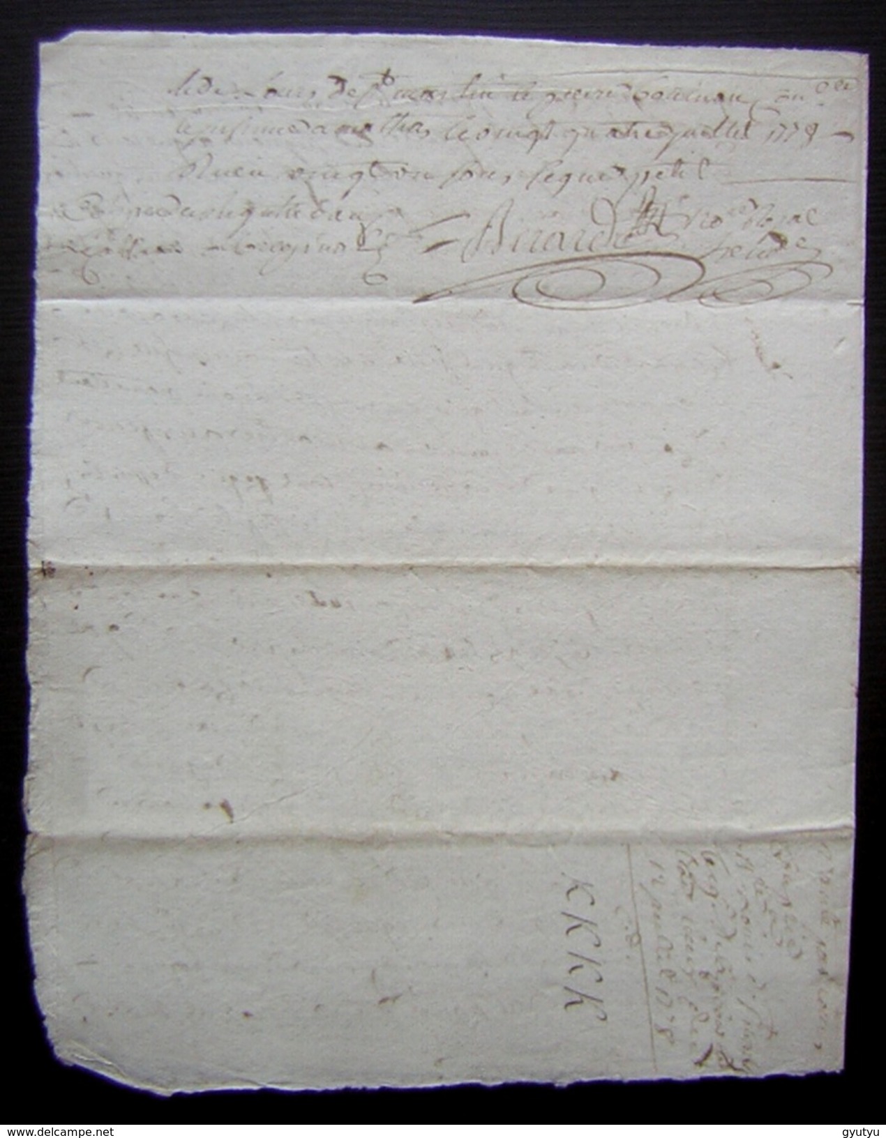 1778 Aumagne Généralité De La Rochelle, Vente Voir Photos - Manuscrits