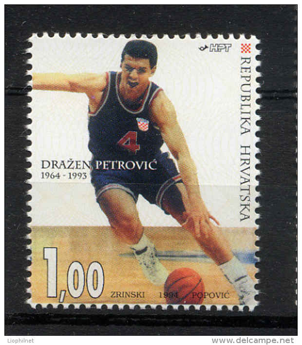CROATIE CROATIA HRVATSKA 1994, Ann. Mort Basketteur Petrovic, 1 Valeur, Neuf / Mint.  R725 - Basketball