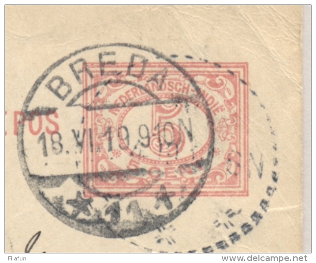 Nederlands Indië - 1919 - 5 Cent Cijfer, Briefkaart Lokale Druk G26a Van KBu BENKOELEN Naar Breda / Nederland - Nederlands-Indië