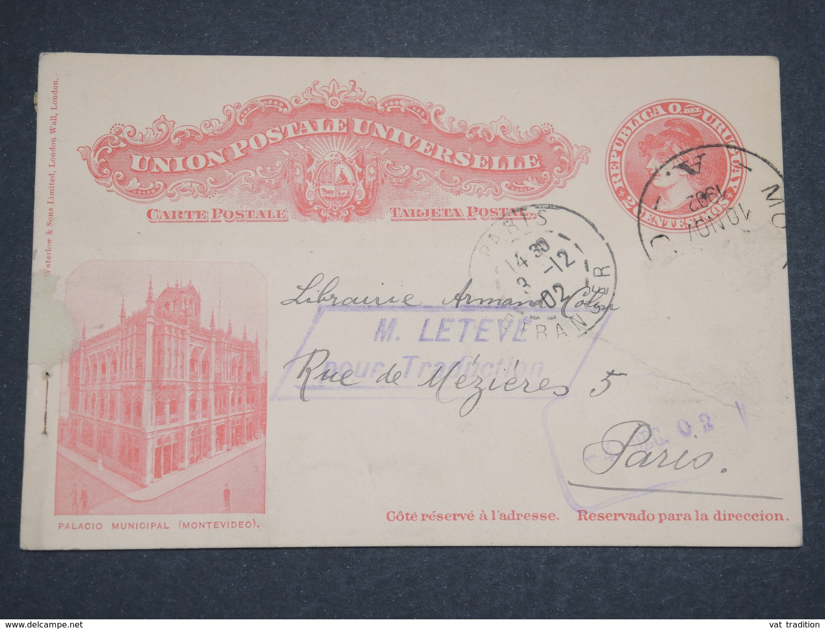 URUGUAY - Entier Postal De Montevideo Pour Paris En 1902 - L 7019 - Uruguay