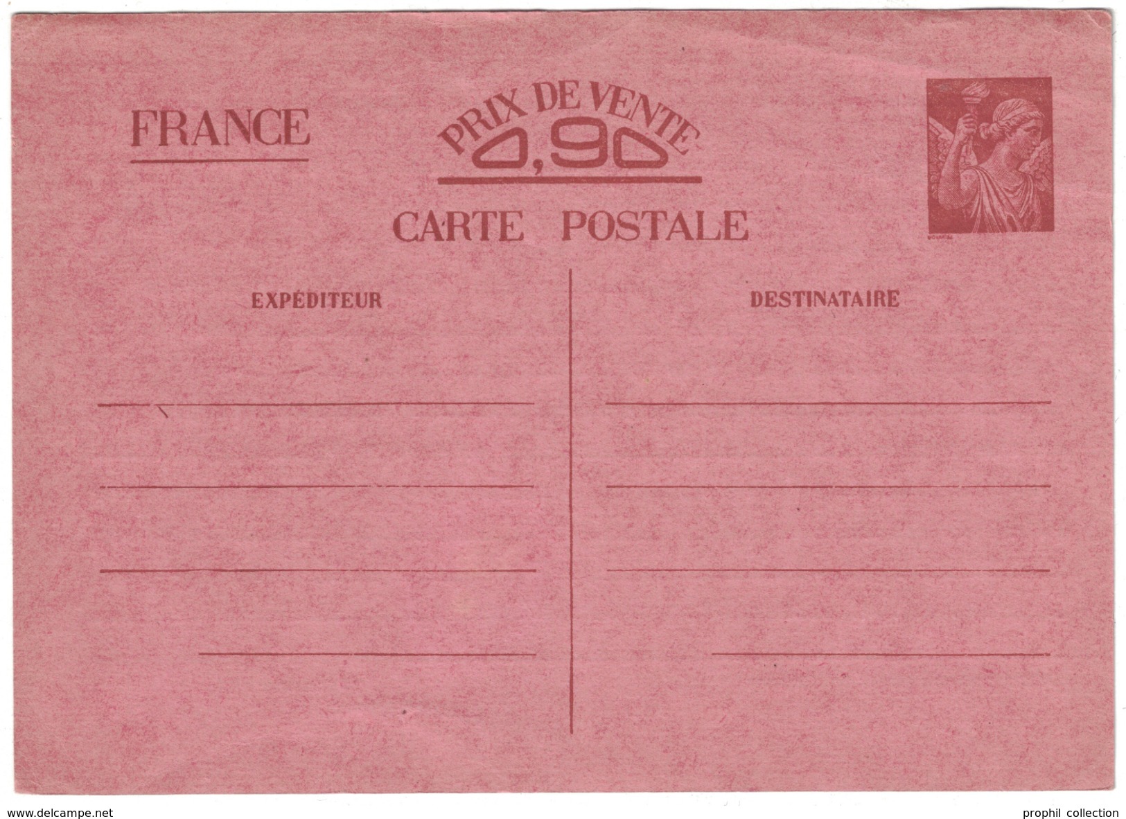 ENTIER CARTE POSTALE Type IRIS (SANS VALEUR) Sur PAPIER ROUGE NEUF - Cartes Postales Types Et TSC (avant 1995)