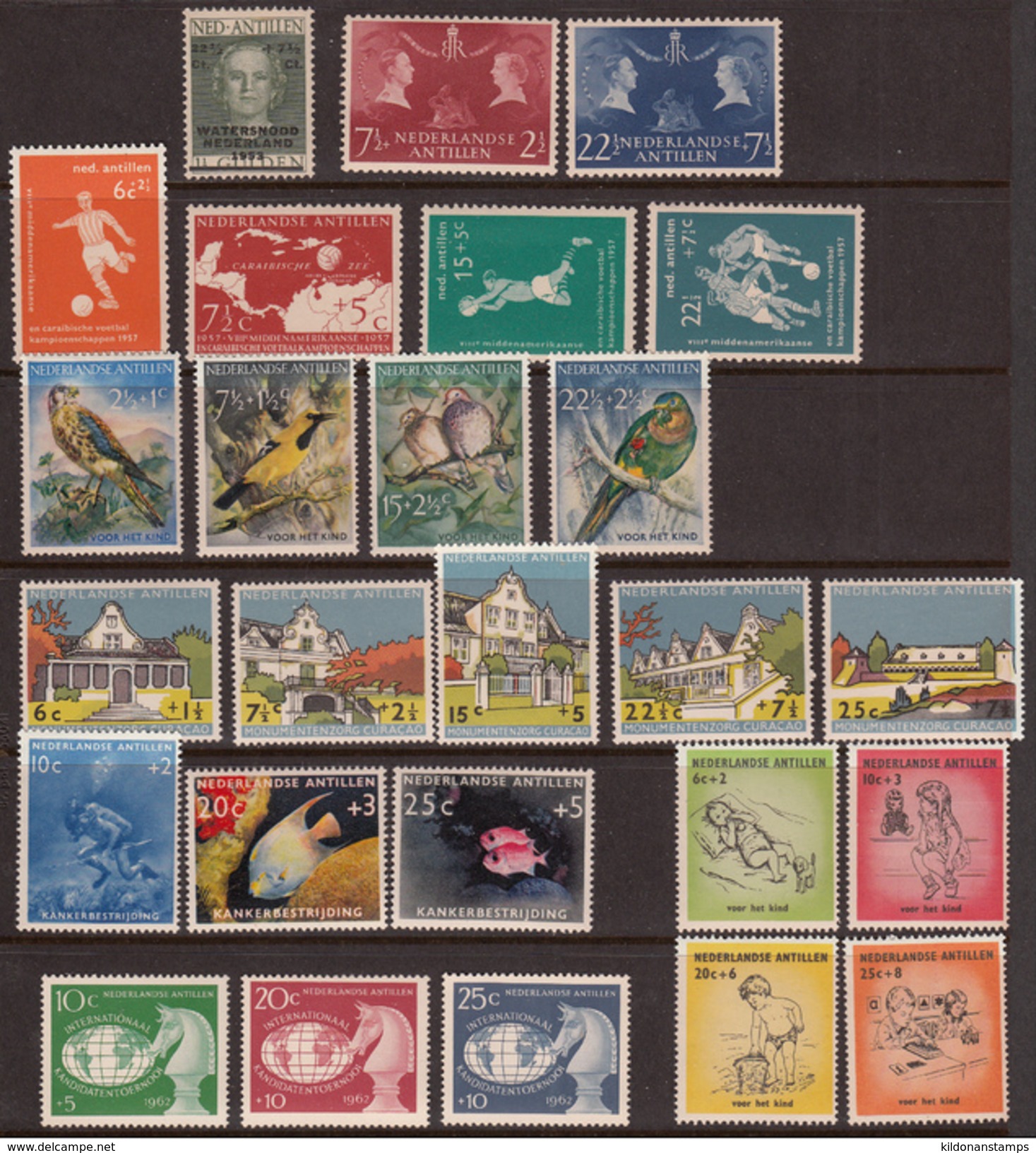 Netherlands Antilles 1953-62 Mint No Hinge/mounted, See Notes, Sc# B20,B26-27,B31-34,B35-38,B43-47,B48-50,B51-54,B55-57 - Curazao, Antillas Holandesas, Aruba