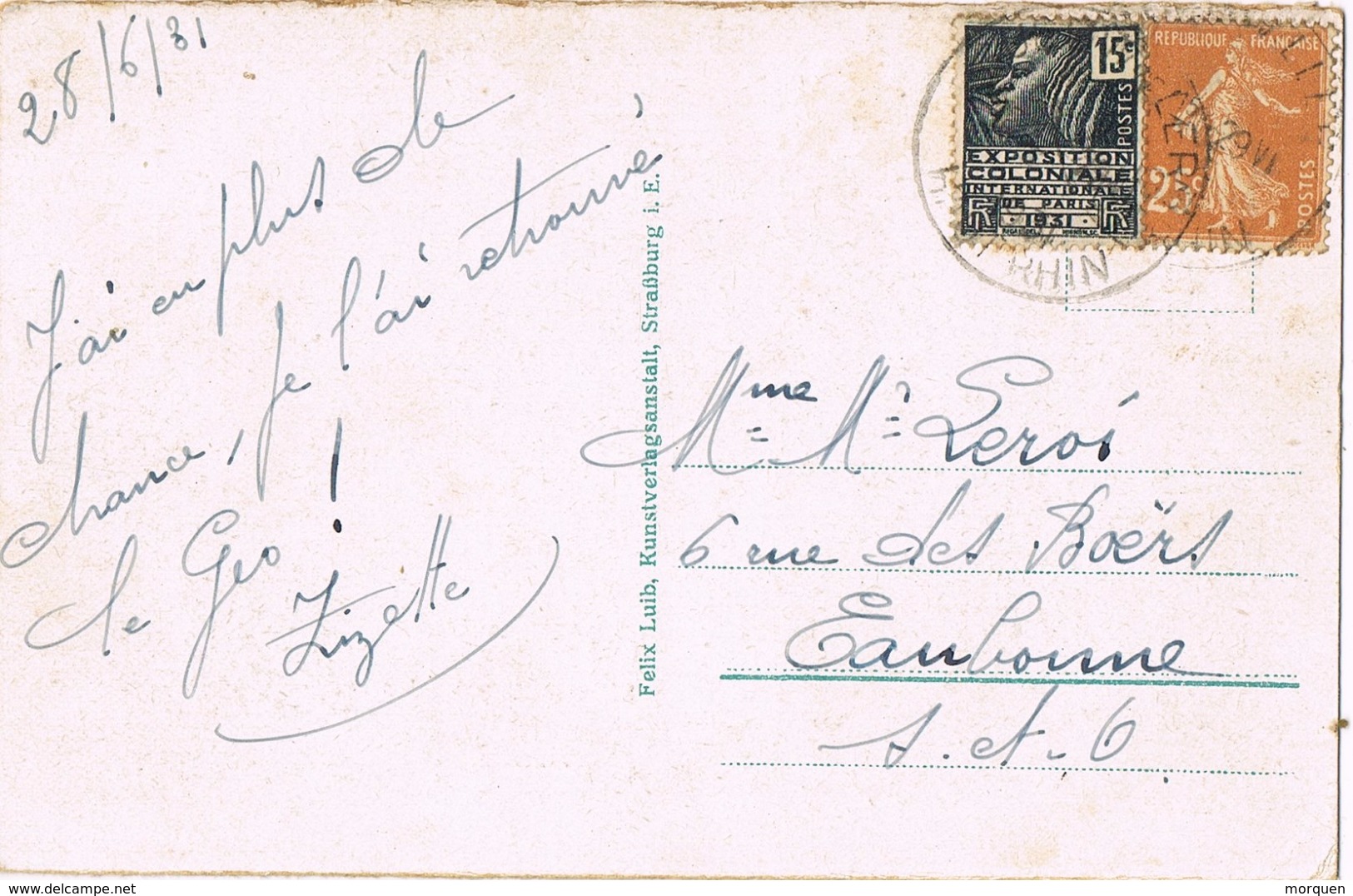 23879. Postal BITSCHWEILER Le THANN (Haut Rhin)  1931. Chateau Engelsburg - Cartas & Documentos