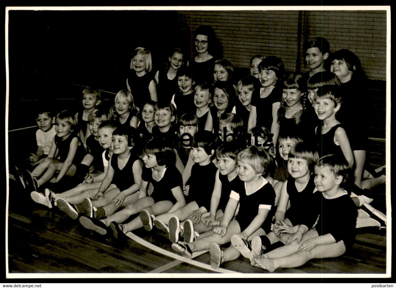 ALTES FOTO SPORT SCHULE KLASSE KINDERGARTEN KINDER MÄDCHEN JUNGEN TURNEN Girls Boys Teacher Photo Lehrer 11 X 15 - Gymnastiek