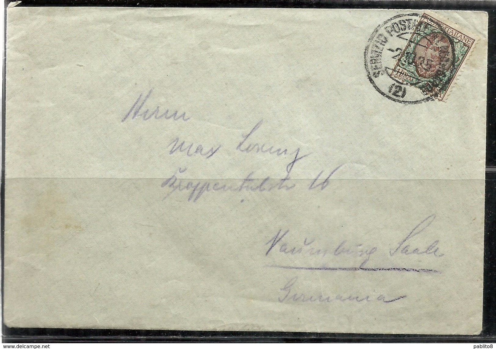 ITALIA REGNO ITALY KINGDOM  SERVIZIO POSTALE LAGO DI GARDA 2 10 1925 RE EMANUELE FLOREALE LIRE 1 LETTERA COVER - Storia Postale