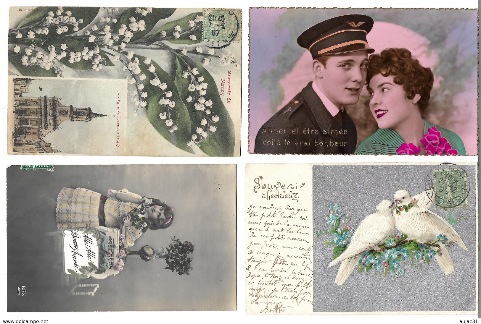 Fantaisies divers - Lot de 100 cartes - 1er avril - Noël - Enfants - Femmes - Fleurs - Couples - Pâques - etc