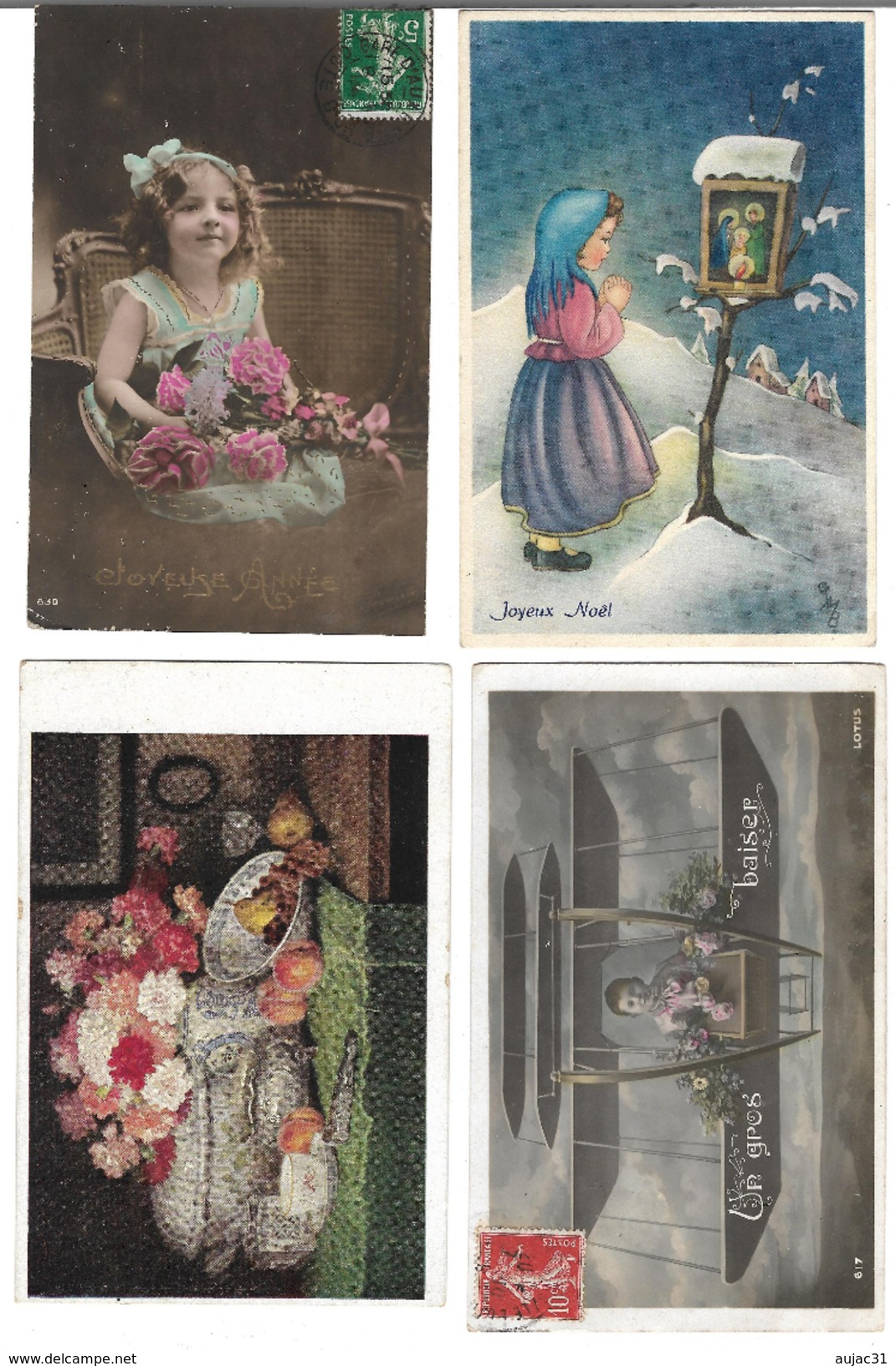 Fantaisies divers - Lot de 100 cartes - 1er avril - Noël - Enfants - Femmes - Fleurs - Couples - Pâques - etc