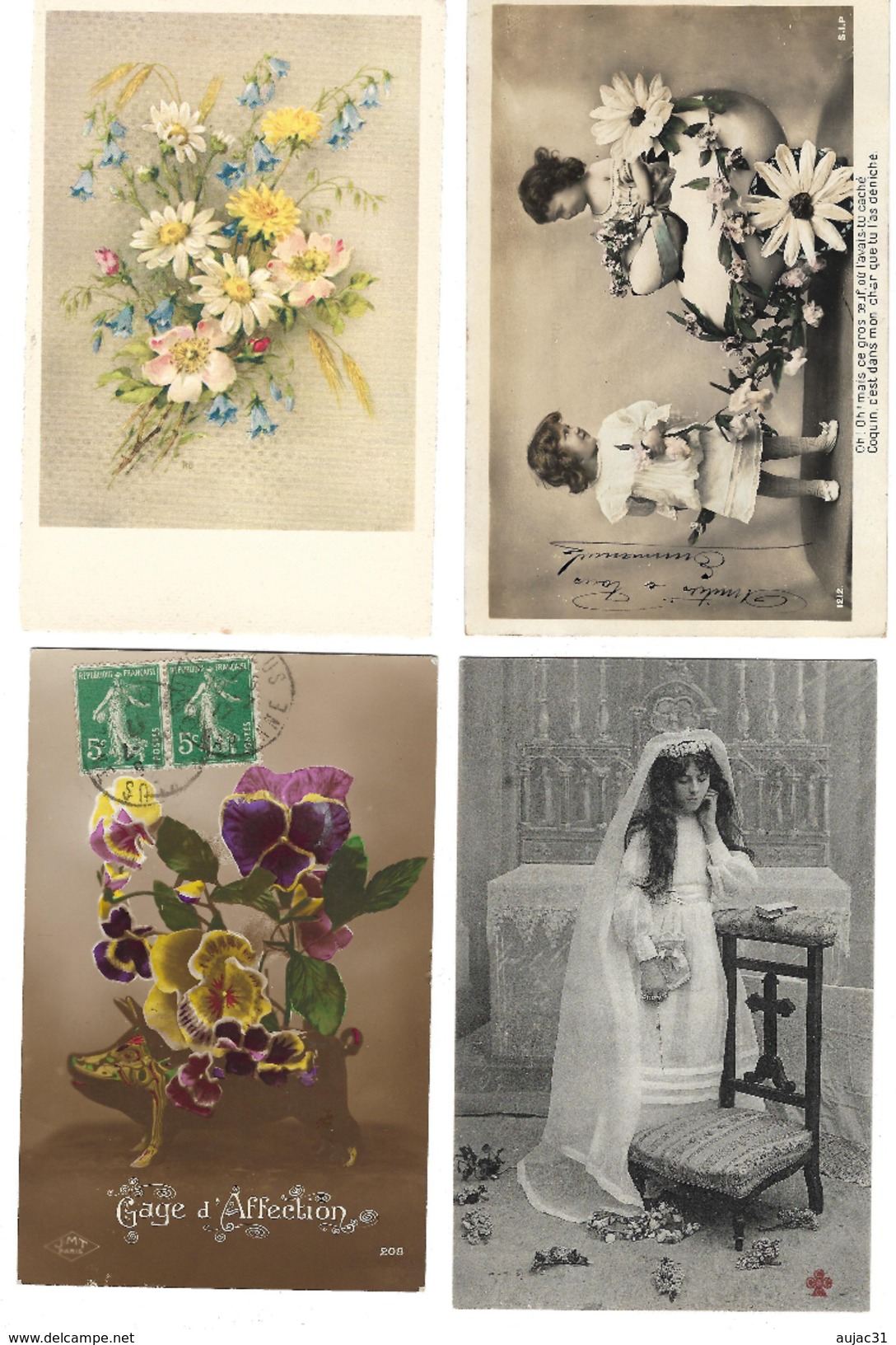 Fantaisies divers - Lot de 100 cartes - 1er avril - Noël - Enfants - Femmes - Fleurs - Couples - Pâques - etc