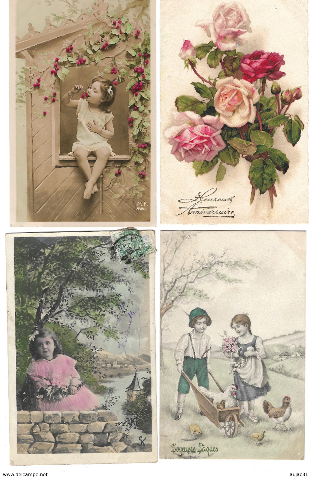 Fantaisies divers - Lot de 100 cartes - 1er avril - Noël - Enfants - Femmes - Fleurs - Couples - Pâques - etc