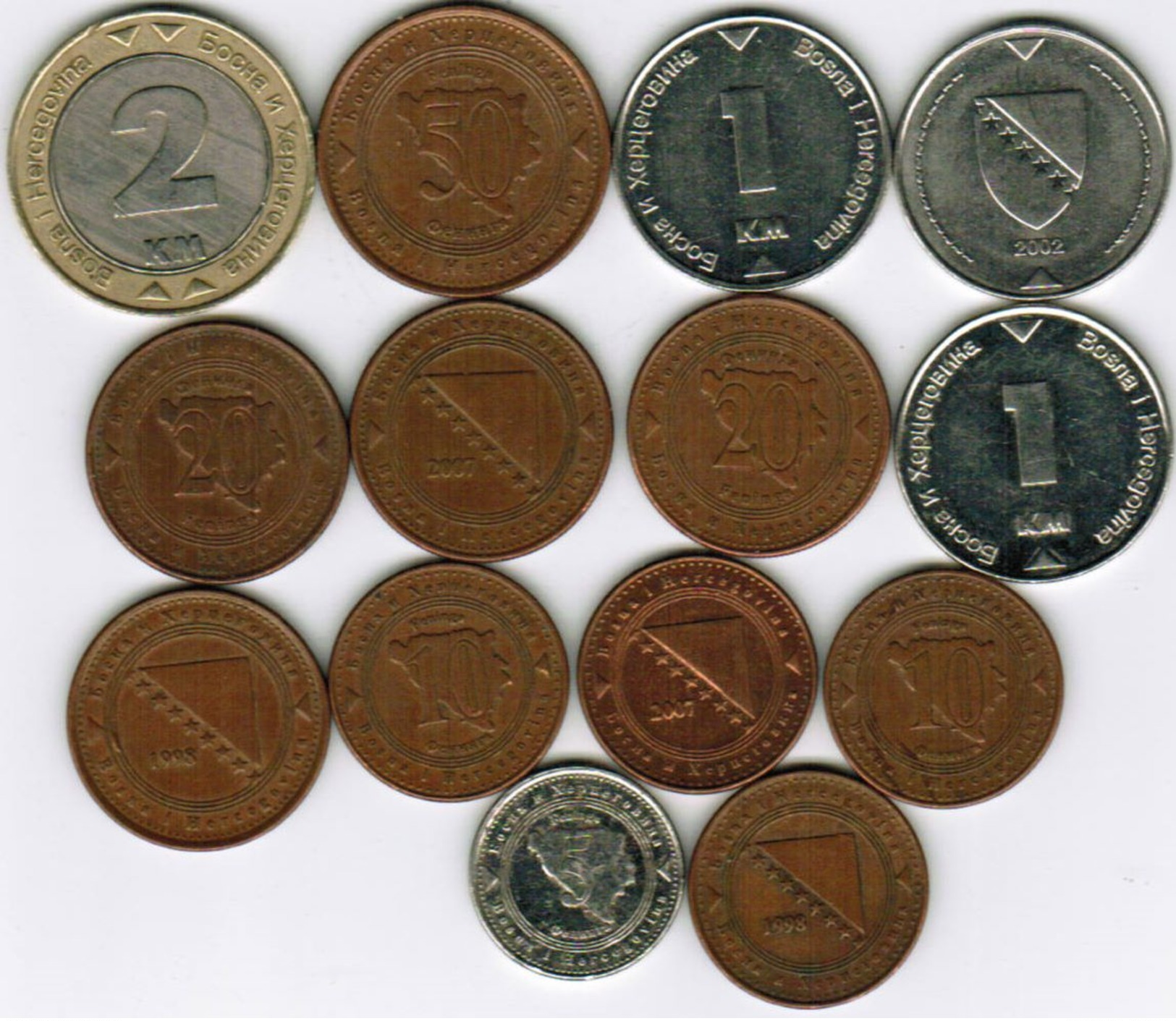 Bosnia Collection Of 14 Coins 1998-2011 All Listed & Different - Bosnia And Herzegovina