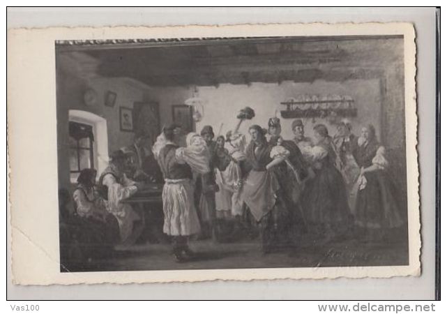 CPA PAINTINGS, UNKNOWN ARTIST- PEASANTS PARTY - Malerei & Gemälde