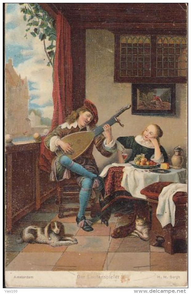 CPA PAINTINGS, HENDRICK MAERTENSZ SORGH- THE LUTE PLAYER - Malerei & Gemälde