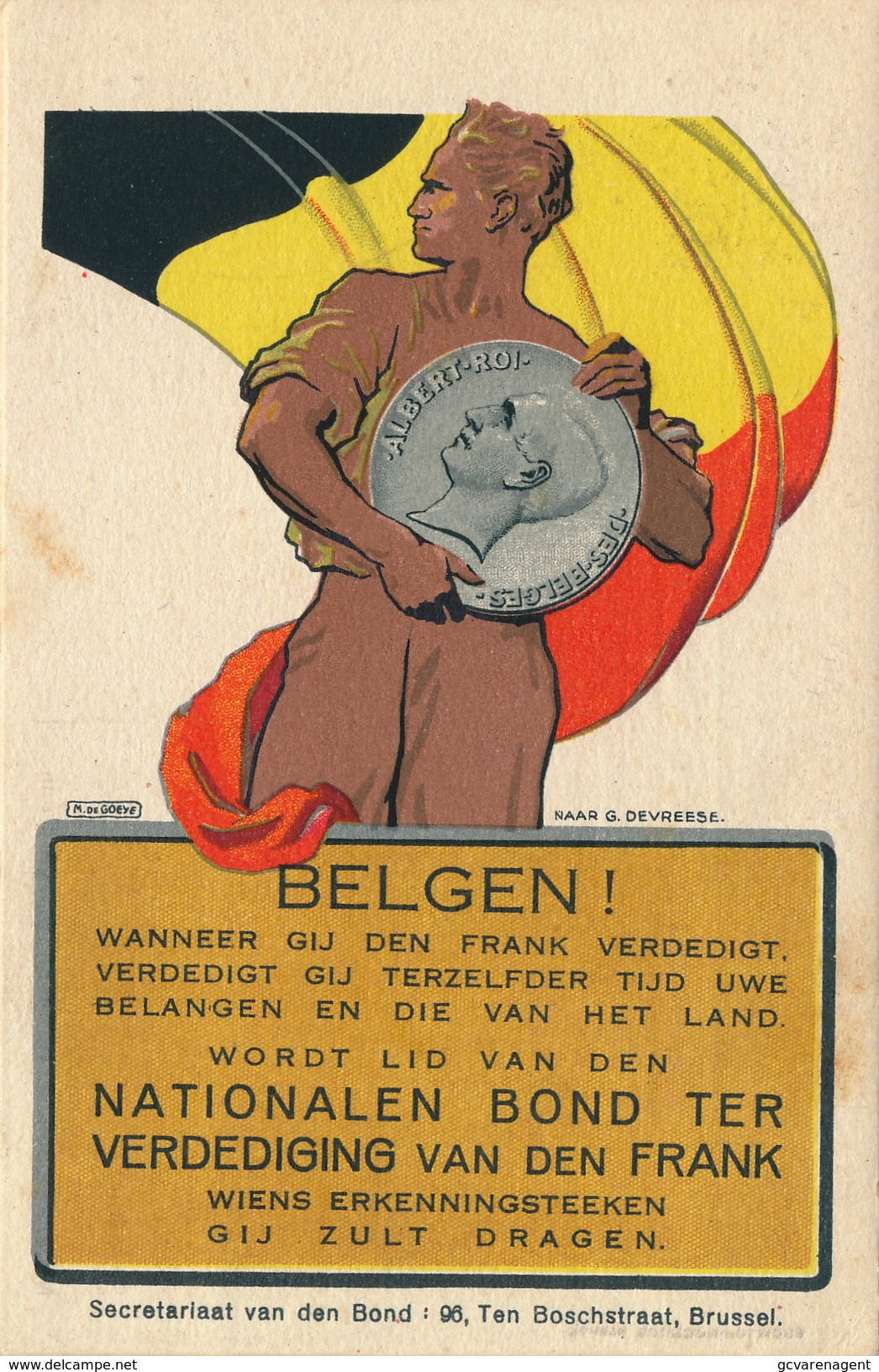 BELGEN ! NATIONALEN BOND TER VERDEDIGING VAN DEN FRANK - Monnaies (représentations)