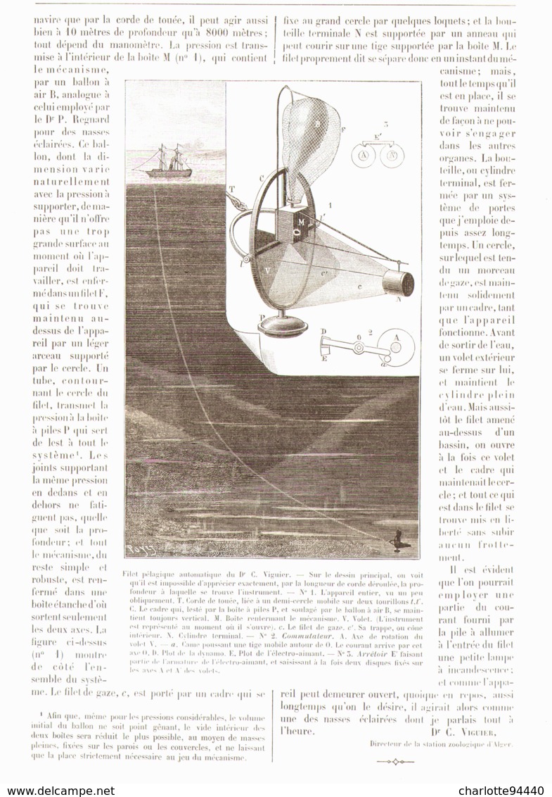 NOUVEAU FILET PELAGIQUE à FONCTIONNEMENT AUTOMATIQUE 1890 - Autres & Non Classés