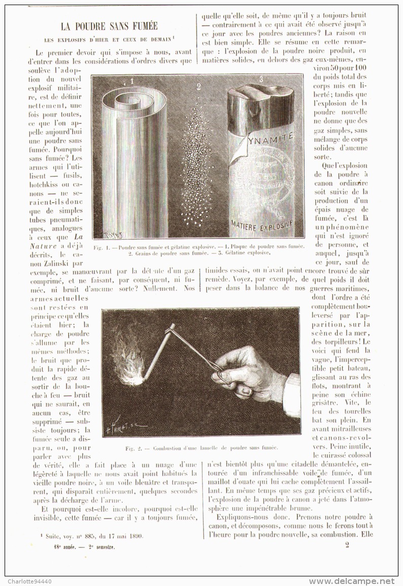 LA POUDRE SANS FUMEE  ( Les Explosifs D'hier Et Ceux De Demain )  1890 - Other & Unclassified