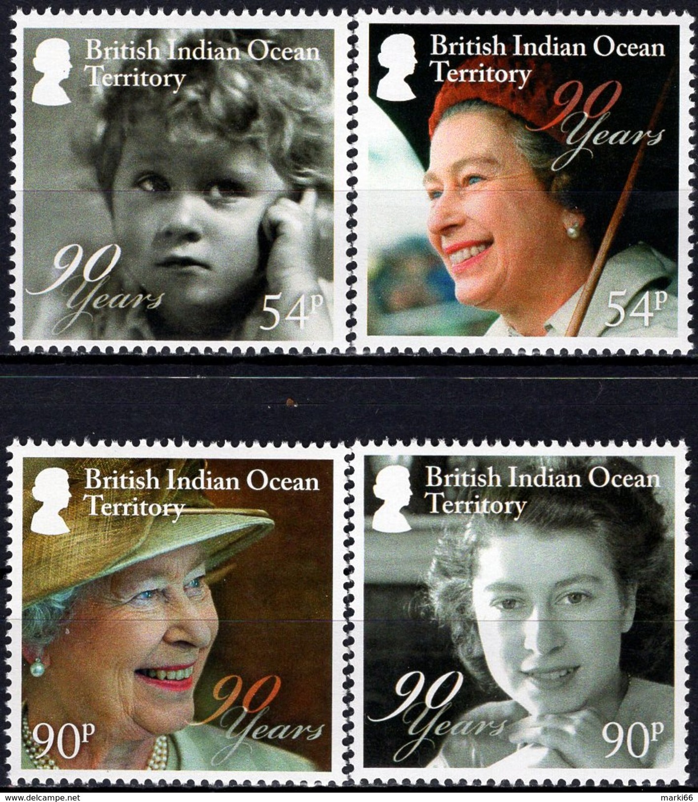 BIOT - British Indian Ocean - 2016 - Queen Elizabeth II 90th Birthday - Mint Stamp Set - Britisches Territorium Im Indischen Ozean