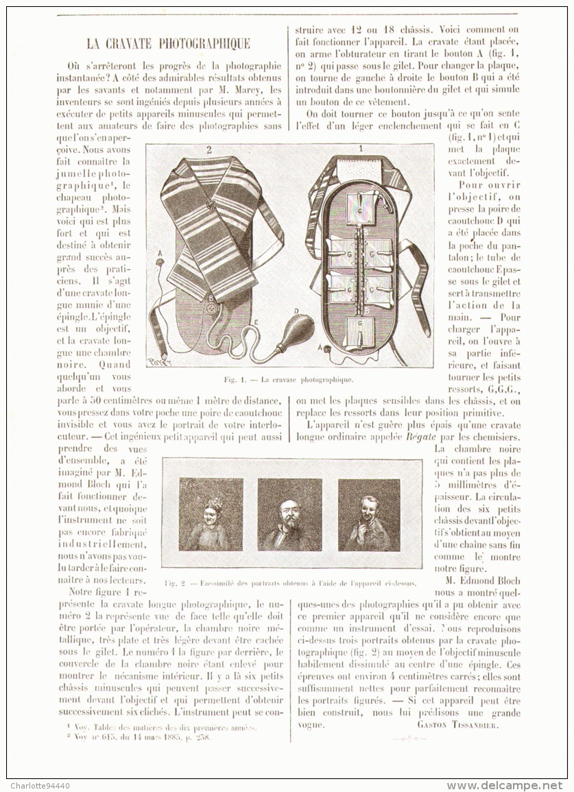 LA CRAVATE PHOTOGRAPHIQUE  1890 - Other & Unclassified