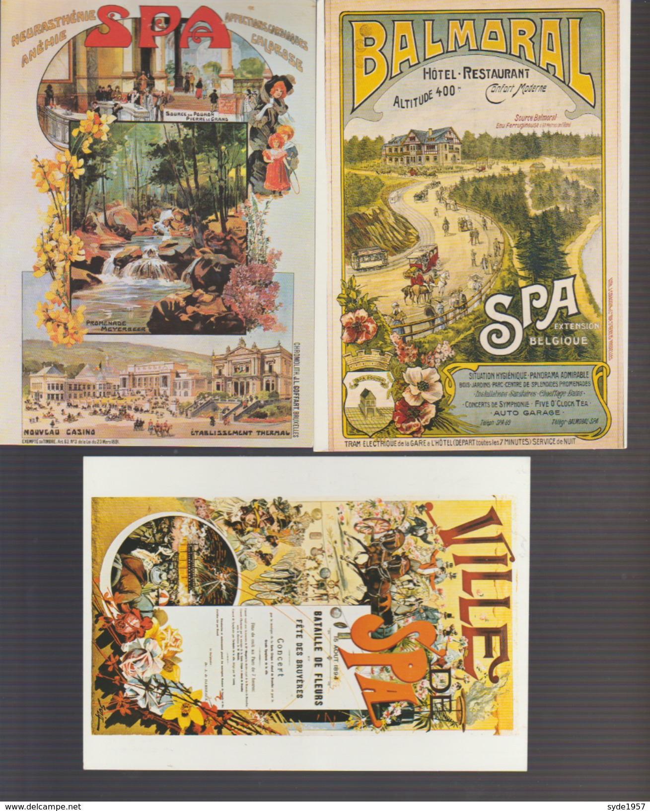 SPA 3 Cartes Reproduction D'anciennes Affiches De SPA - Spa