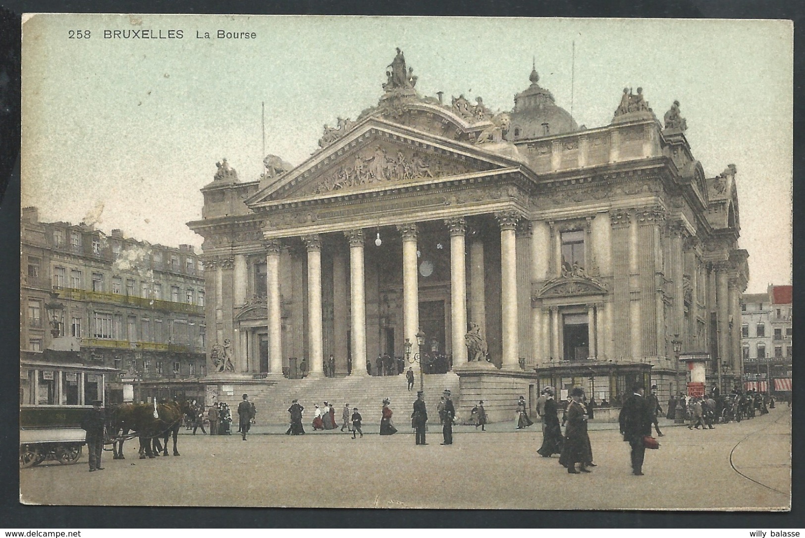 +++ CPA - BRUSSEL - BRUXELLES - La Bourse - Tram Cheval - Couleur   // - Places, Squares