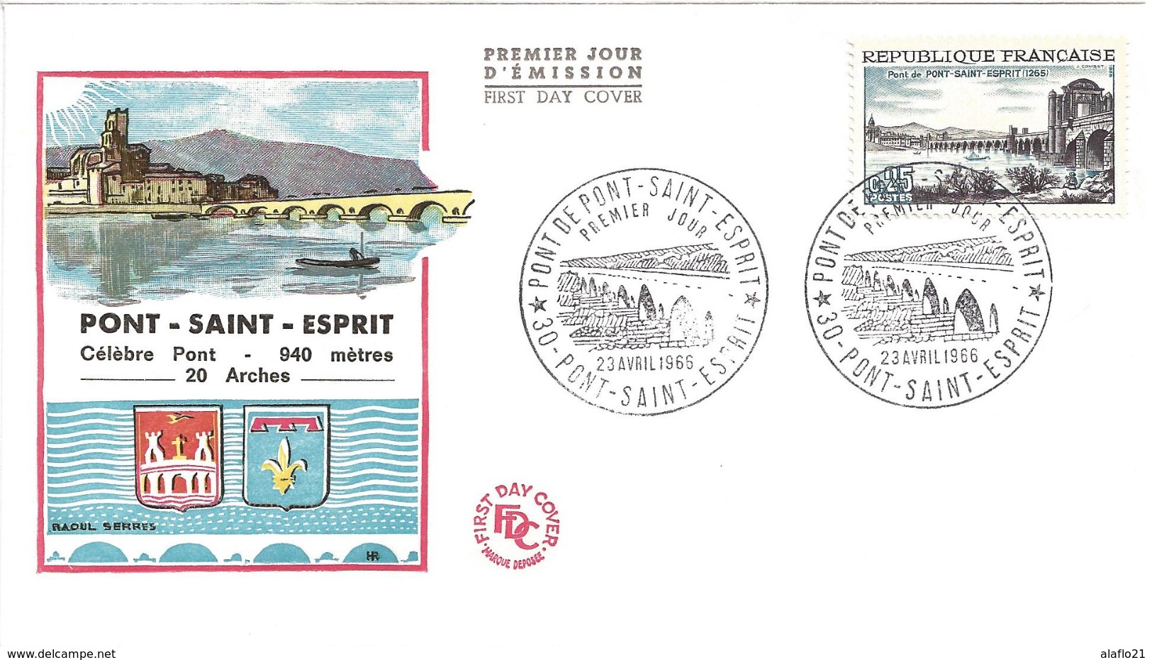 ENVELOPPE 1er JOUR - FDC - N° 1481 - PONT ST ESPRIT - 1960-1969