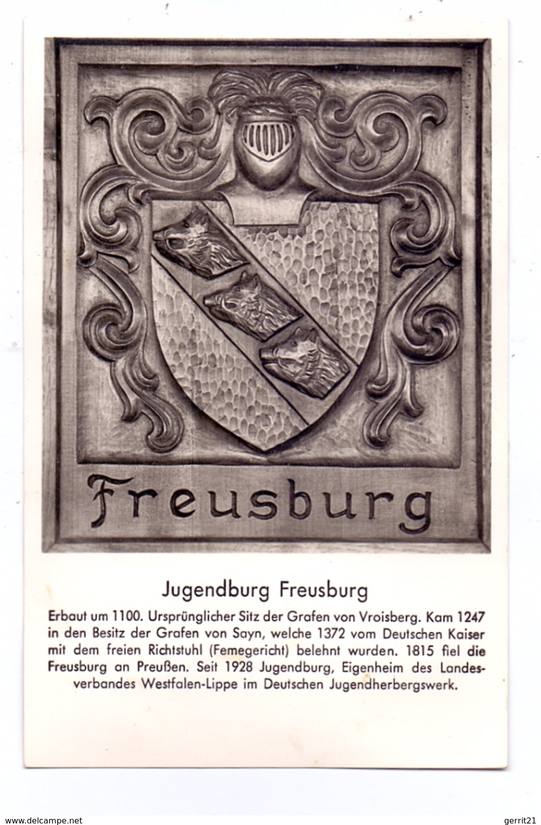 5242 KIRCHEN - FREUSBURG, Jugendburg, Wappen - Heraldik, Rücks. Klebereste - Kirchen