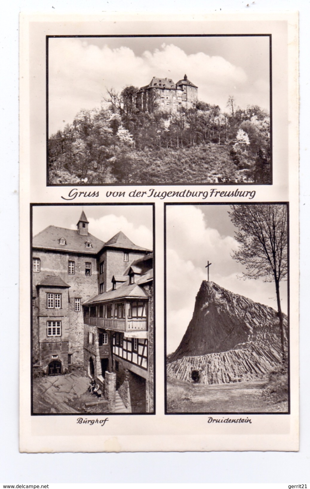 5242 KIRCHEN - FREUSBURG, Jugendburg, Burghof, Druidenstein, Rücks. Klebereste - Kirchen