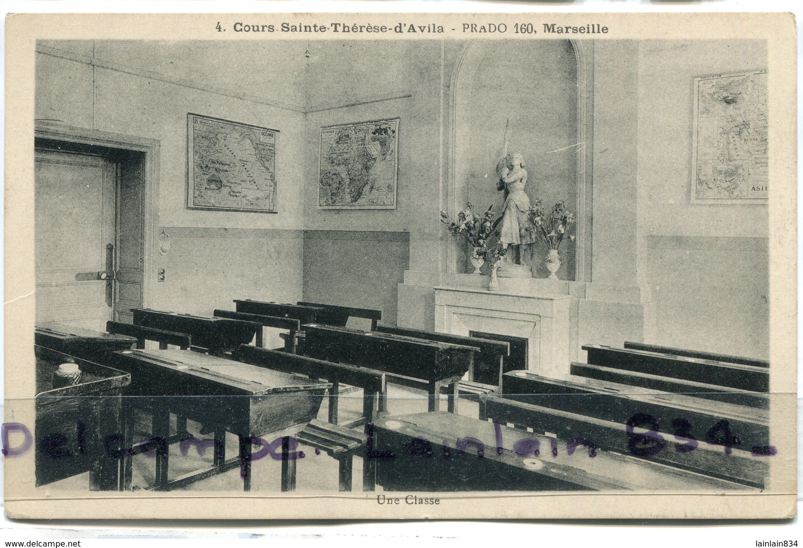 -  4 - MARSEILLE - Cours Sainte-Thérèse D'Avila, Prado, Une Classe, Non écrite, TTBE, Scans. - Castellane, Prado, Menpenti, Rouet