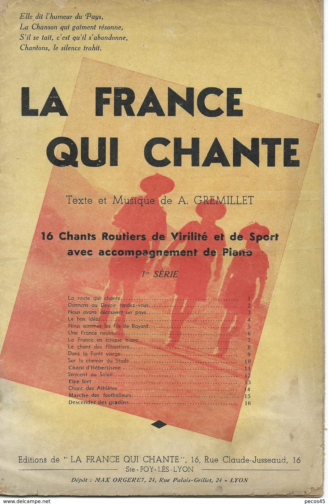 Carnet De Chants : "LA FRANCE QUI CHANTE" - A. Grémillet. - Chorwerke