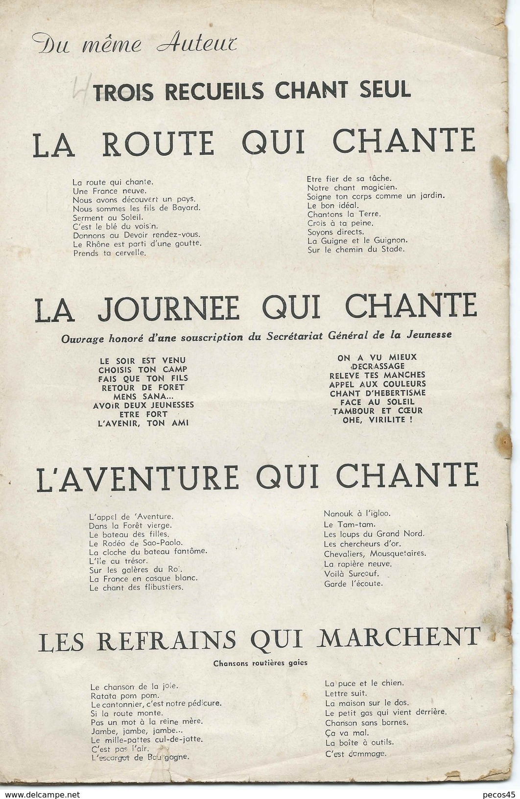 Carnet De Chants : "LA FRANCE QUI CHANTE" - A. Grémillet. - Canto (corale)